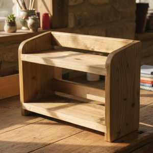 Wooden Kitchen Countertop Shelf: Space-Saving Organiser. Genuine Hand Crafted Artisan.